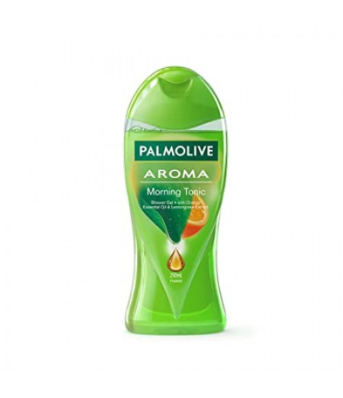 Palmolive Aroma Morning Tonic Body Wash, 250ml Shower Gel Single Bottle, 100% Natural Citrus Essential Oil & Lemongrass Extracts for a Smooth Skin, Green